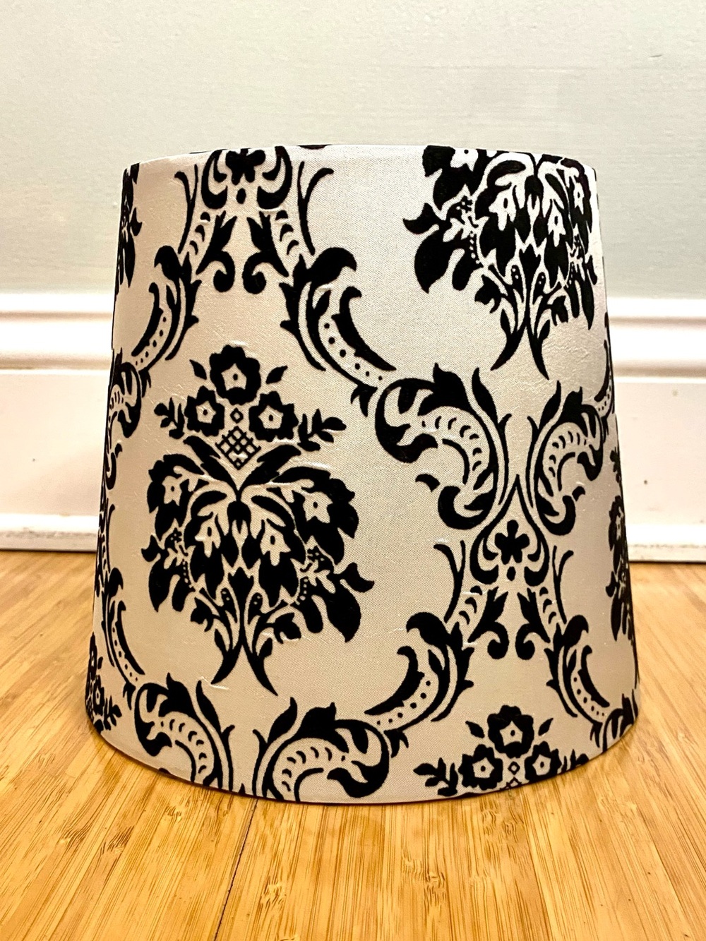 Black and Ivory Flocked Velvet Damask Empire Victorian Lamp Shade Spider Fitter